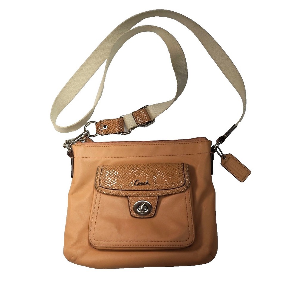 Coach Tan Crossbody Bag with Cream Strap
